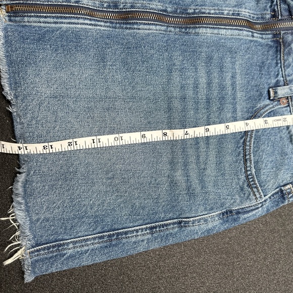 Free People Denim Mini Skirt with Frayed Hem - Picture 2 of 5